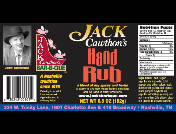 Jack's Hand Rub label