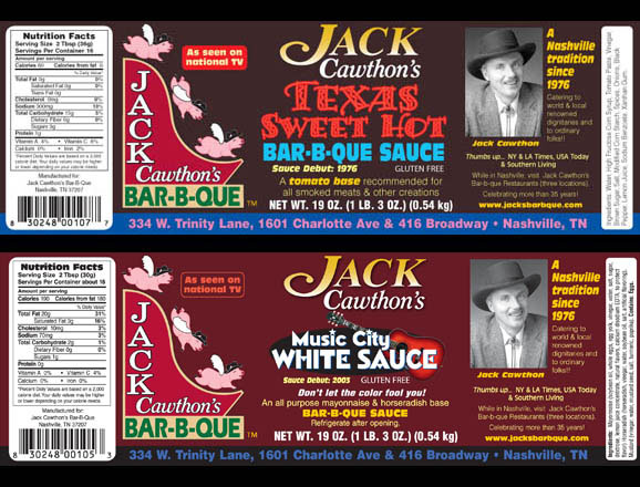 Sauce labels for Jack's BBQ